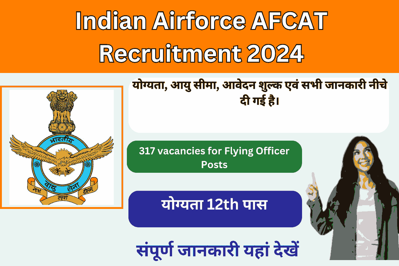 Indian Airforce AFCAT Recruitment 2024 Apply Online, 317 vacancies for